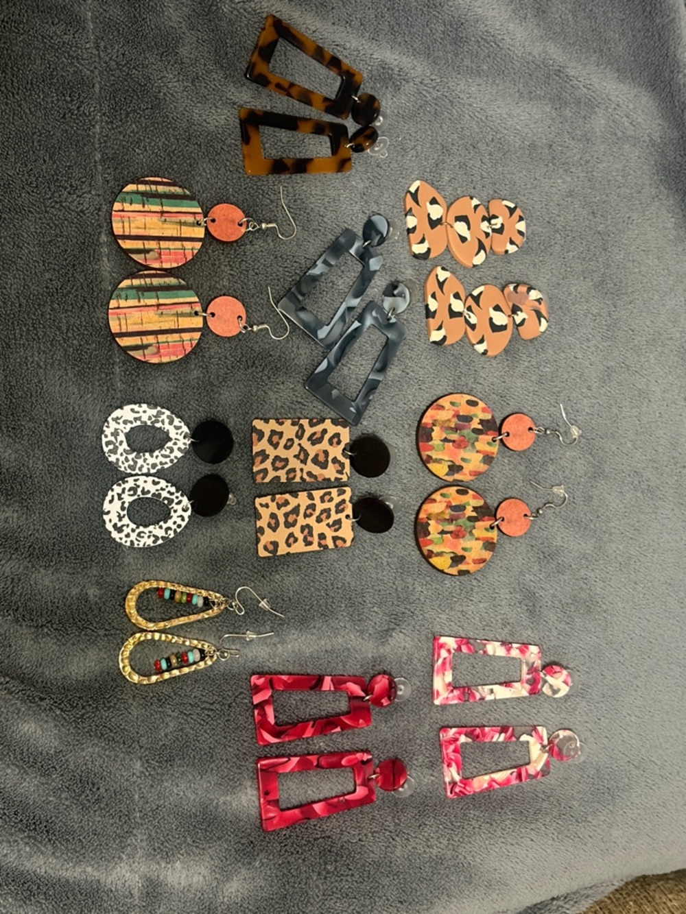 10 Set - Mixed Color Women's Earring - Assorted Patterned Drop Earrings